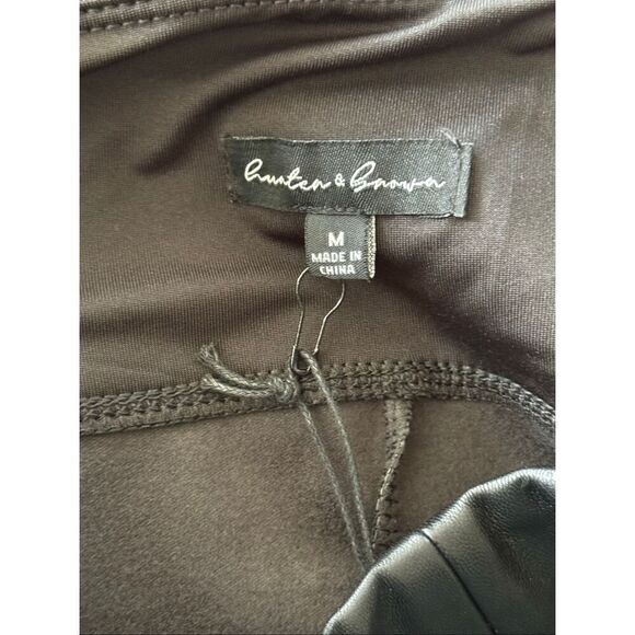 NWT Hunter & Brown Black Faux Leather Leggings Medium - Picture 5 of 6
